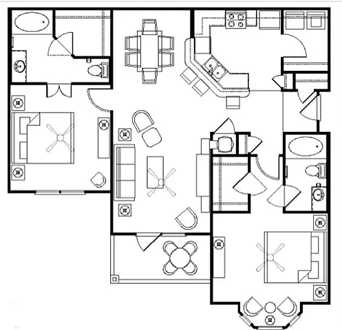 Floor plan 2 Bed 2 Bath