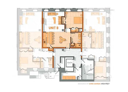Floor plan FATT - 402- 1 Bedroom - 1 Bathroom