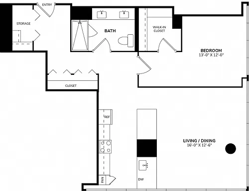 Floor plan One Bedroom 04B