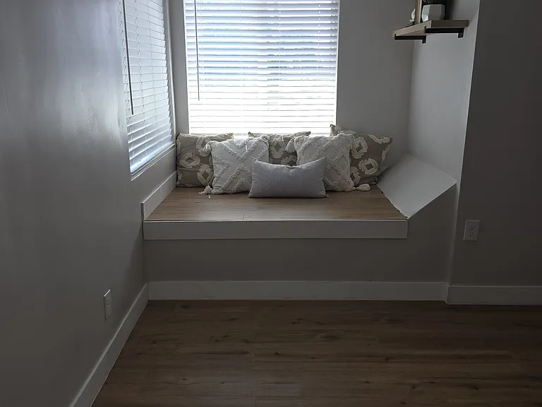 Window seat in living room area
