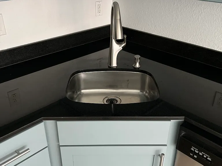 Updated stainless steel hardware and dishwasher.