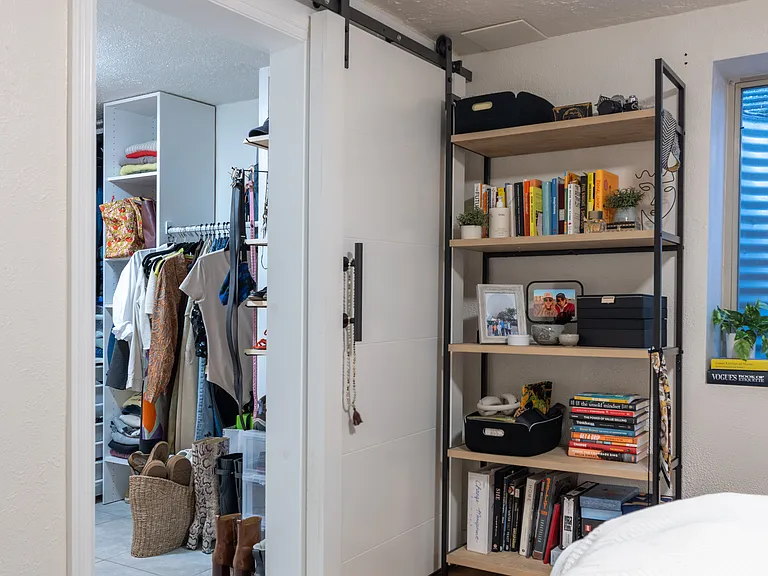 Walk in closet, view from bedroom
