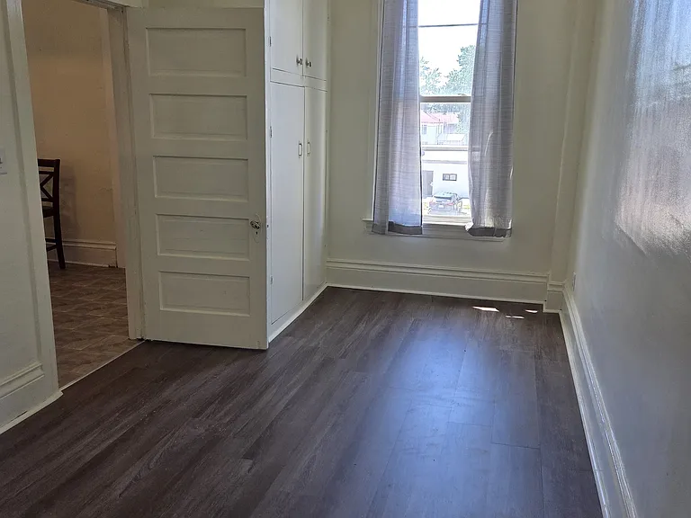 bedroom view from bathroom entrance