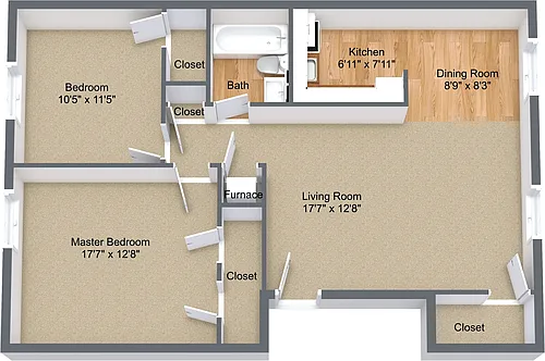 Floor plan Two Bedroom Garden