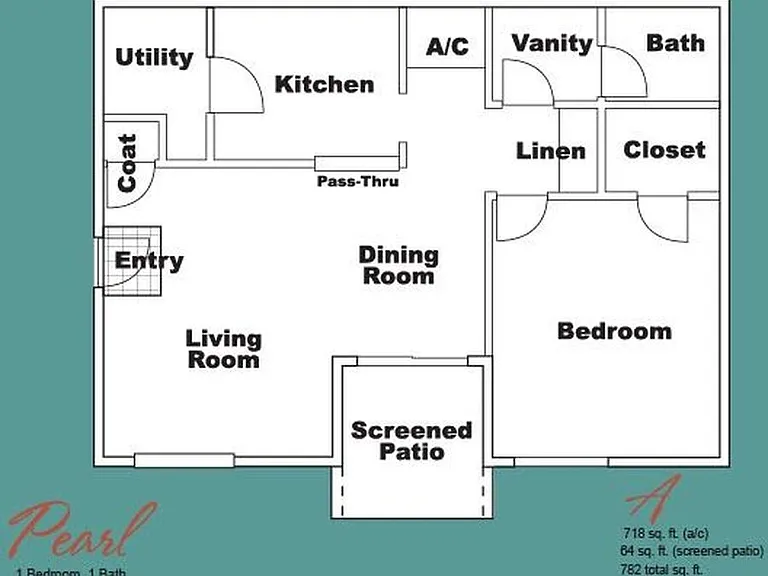 One Bedroom One Bath 782 sqft