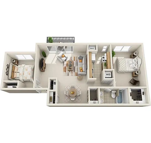 Floor plan 2 Bed 1 Bath