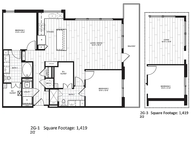 Floor plan 2 Bedroom 2 Bath
