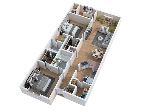 Floor plan 2 BEDROOMS/2 BATHROOMS