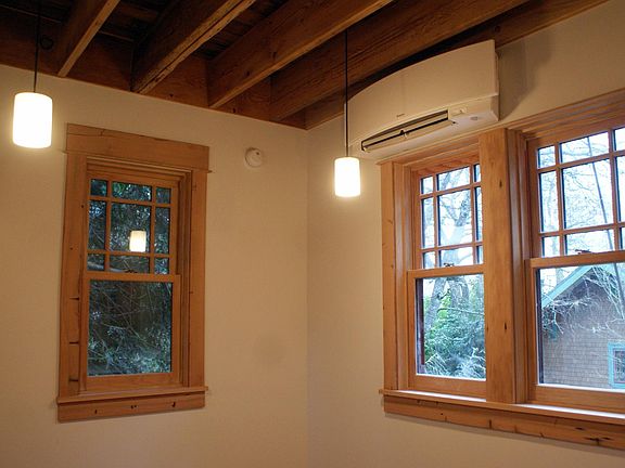 Energy efficient heat pump heat/AC on both floors.