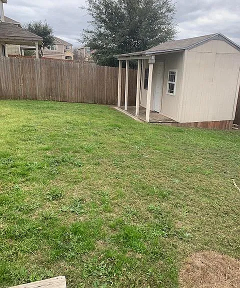 fenced yard and shed