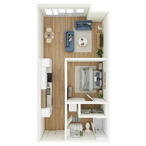 Floor plan 1 Bed 1 Bath - MFTE - a91.1