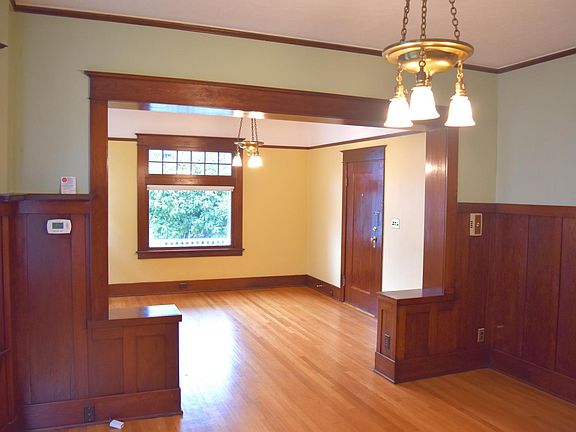 Natural woodwork and Antique light fixtures