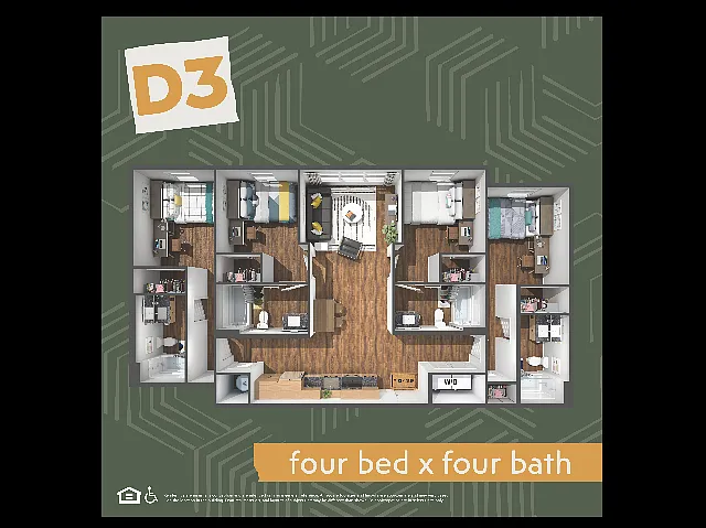 Floor plan 4BR/4BA - D3
