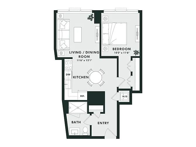 Floor plan B23 | 1 Bed | 1 Bath