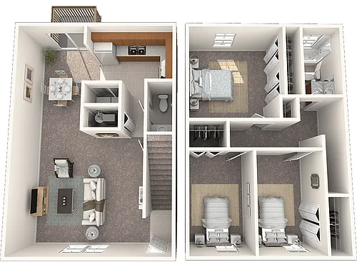 Floor plan Three Bedroom Townhome