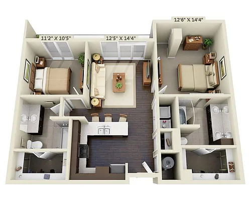 Floor plan Two Bedroom B2A