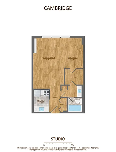 Floor plan Studio with Alcove