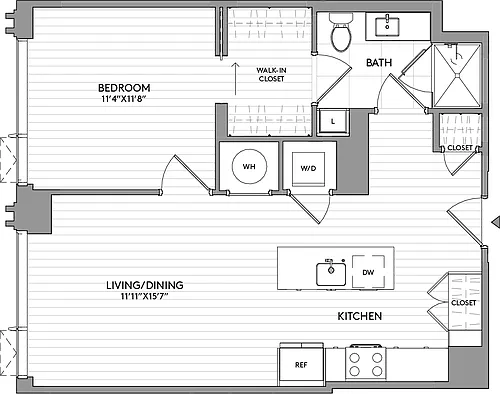 Floor plan 1-Bed-1-Bath-A22