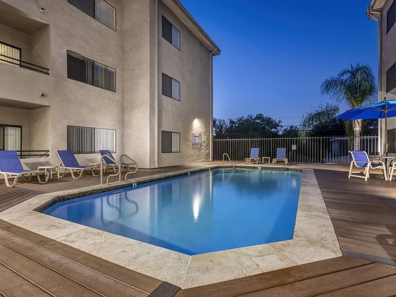 Apartments in Valley Village, CA - Night Time View of Pool and Patio