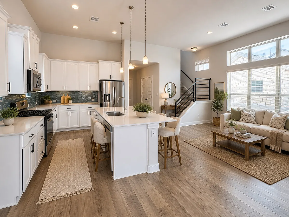 Staged living room - 228 Rieber Rd
