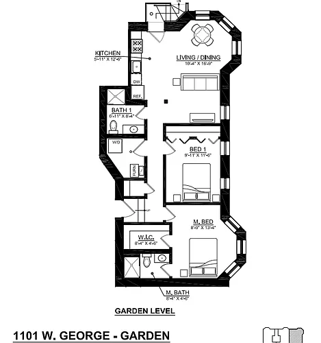 Floor plan 2 Bedroom - 2 Bathroom