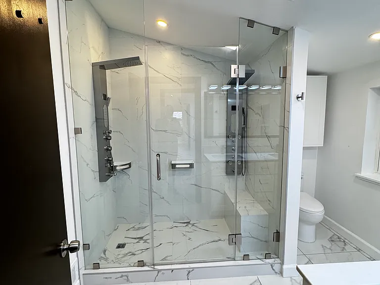 master bath Shower with two shower heads.