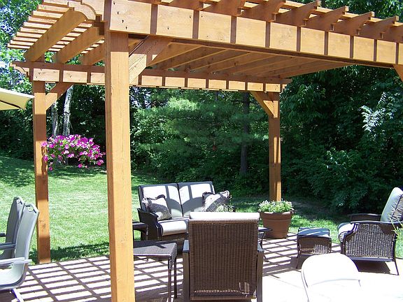 Relax in the shade of the cedar pergola