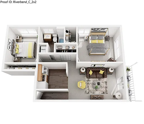 Floor plan 2 Bedroom 1 Bath - 800 Sq Ft