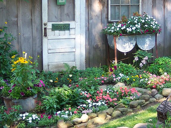 Shed flower bed