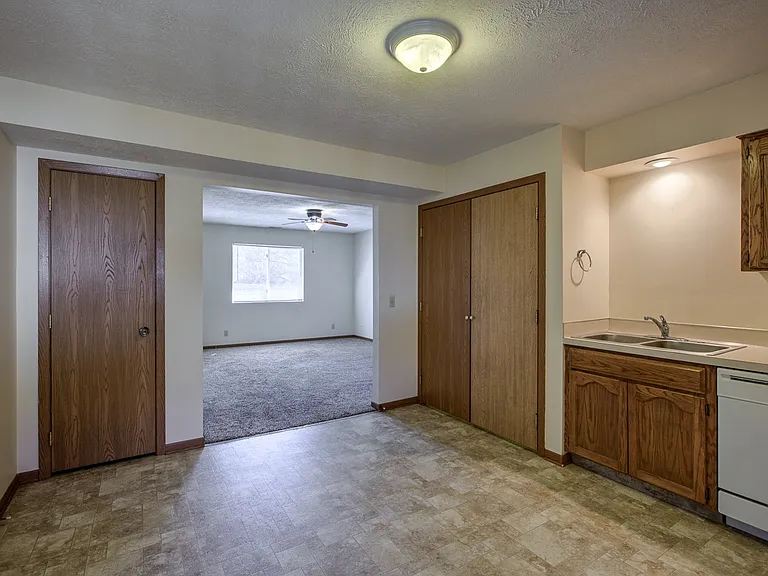 Kitchen with storage at Gretna Oaks.
