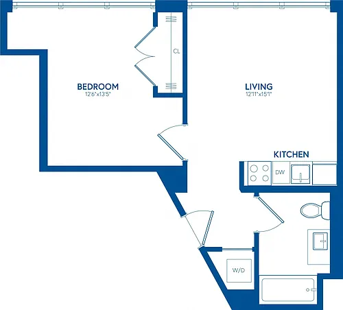 Floor plan 1 Bedroom, 1 Bath - 544