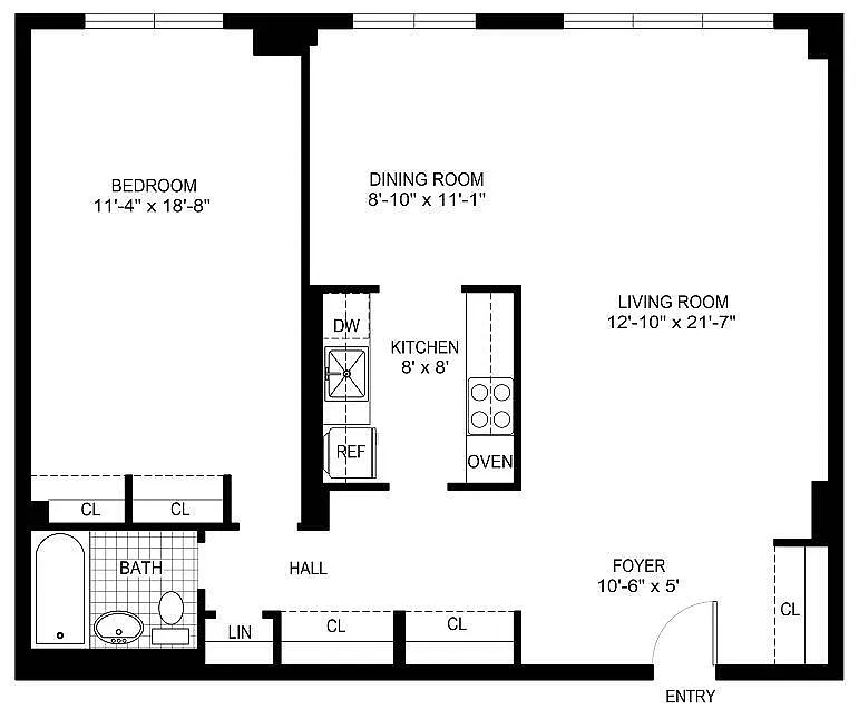 Floor plan One Bedroom/One Bath Large
