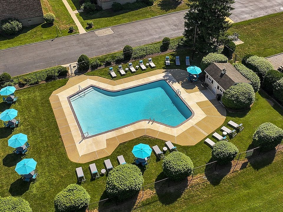 Aerial view of the outdoor pool