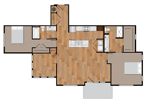 Floor plan 2x2 1429sf-1492sf Classic