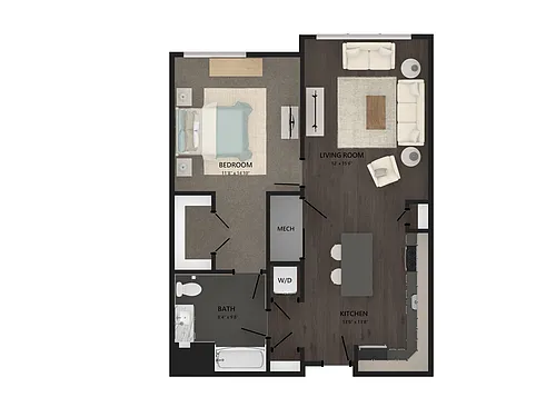 Floor plan 1 Bed/1 Bath-A14