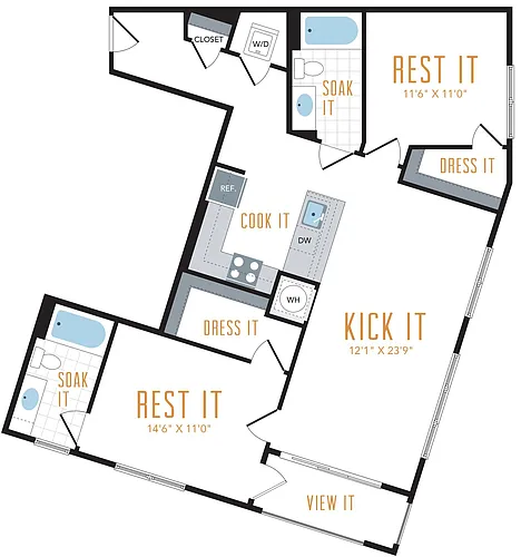 Floor plan 2 Bed 2 Bath