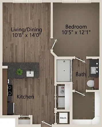 A1 1 Bedroom 1 Bathroom 598 sq ft A1 1 Bedroom 1 Bathroom 598 sq ft