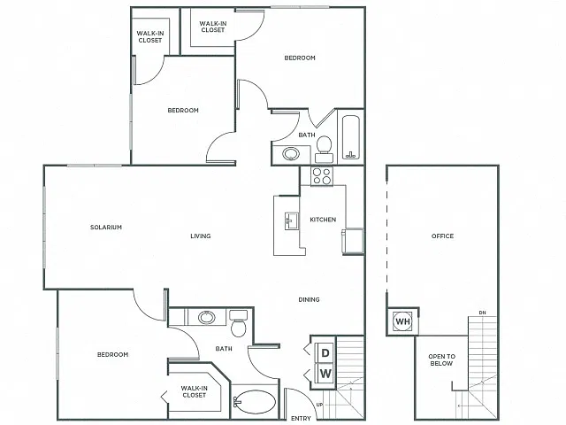 Floor plan Three Bedroom Two Bath (1618 SF)