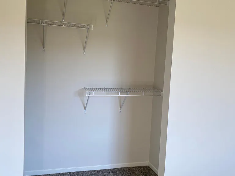 primary bedroom closet, large reach in. White doors not pictured