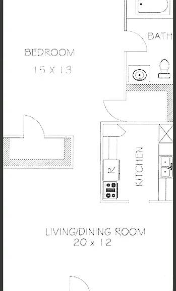 1 Bed 1 Bath Floorplan 1 Bed 1 Bath Floorplan