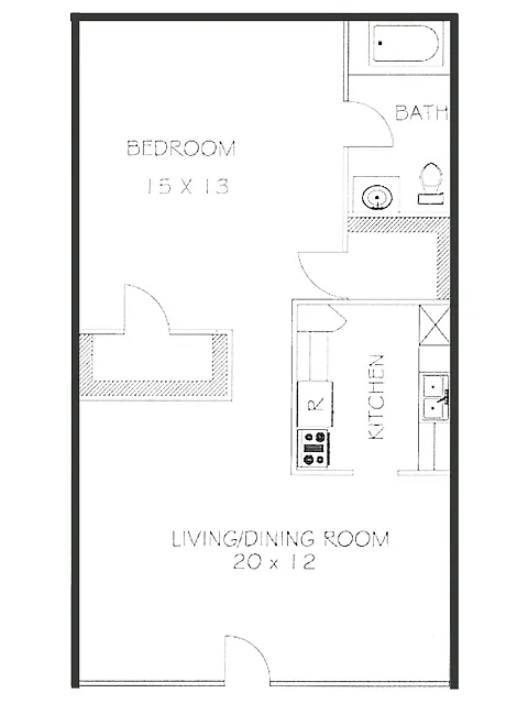 Floor plan 1 Bedroom 1 Bath