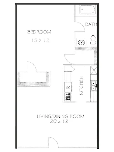 Floor plan 1 Bedroom 1 Bath