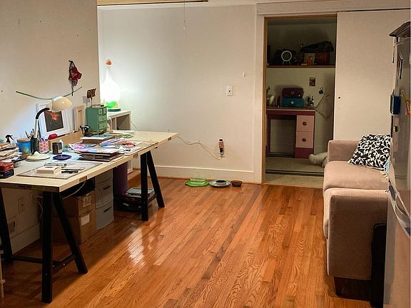 View from kitchen to bedroom entrance.
