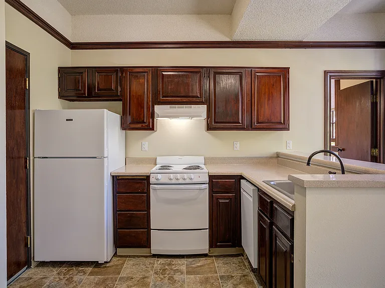 Kitchen with white appliances