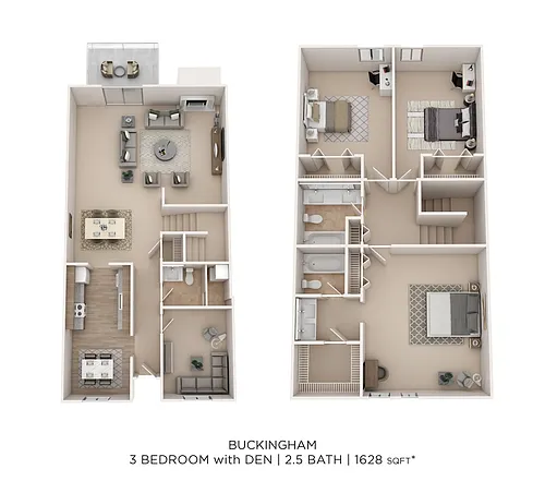 Floor plan Buckingham 3Bed 2.5 W/Den 1628sqft