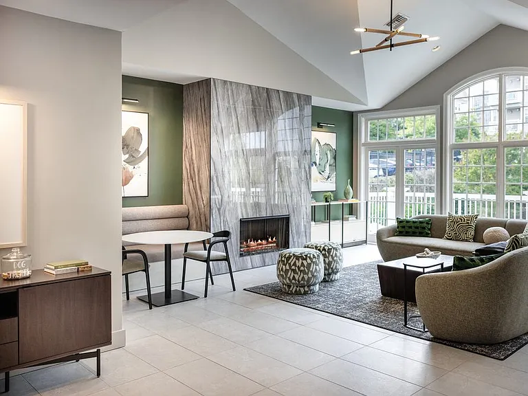 Resident lounge with fireplace