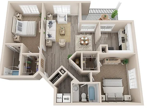 Floor plan 2 Bed 2 Bath - Poplar-BuckinghamReno