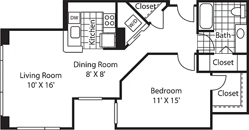 Floor plan One Bedroom 856