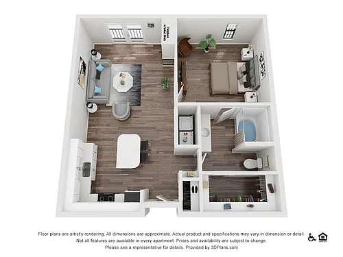 Floor plan One Bedroom A18r