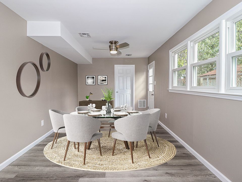 Formal dining room staged